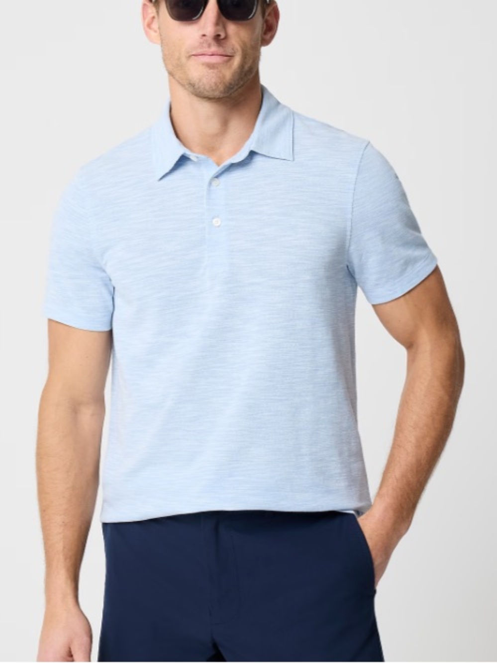 J crew faded chambray Slub piqué performance polo shirt
